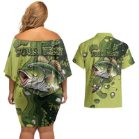Personalized Fishing Couples Matching Off Shoulder Short Dress and Hawaiian Shirt Reely Lures Me In - Wonder Print Shop