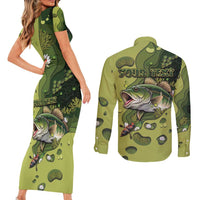 Personalized Fishing Couples Matching Short Sleeve Bodycon Dress and Long Sleeve Button Shirt Reely Lures Me In - Wonder Print Shop