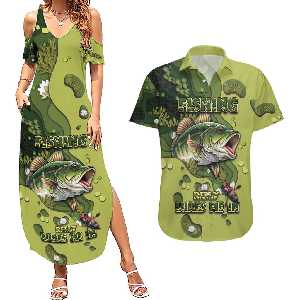 Personalized Fishing Couples Matching Summer Maxi Dress and Hawaiian Shirt Reely Lures Me In - Wonder Print Shop