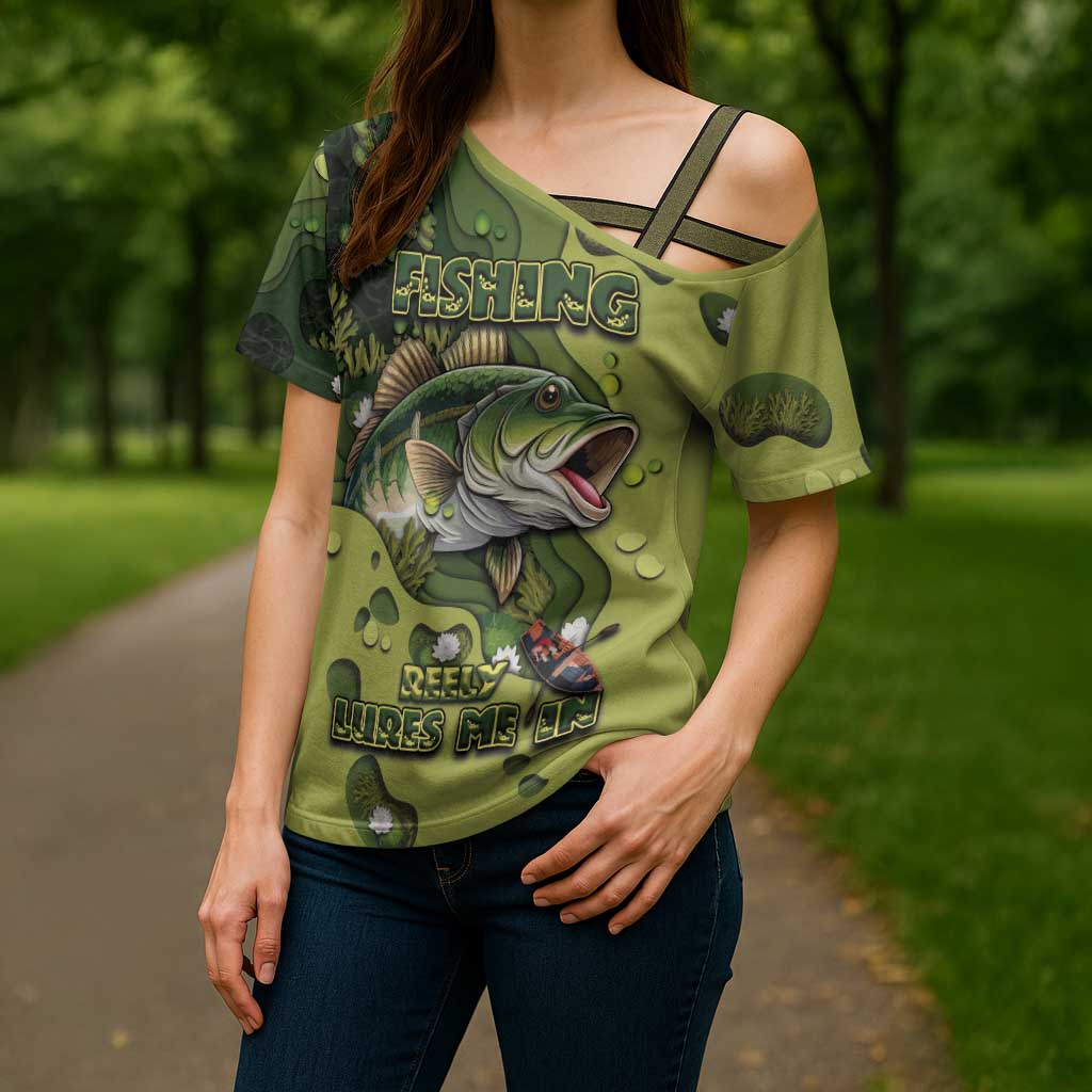Personalized Fishing Cross Shoulder Shirt Reely Lures Me In - Wonder Print Shop