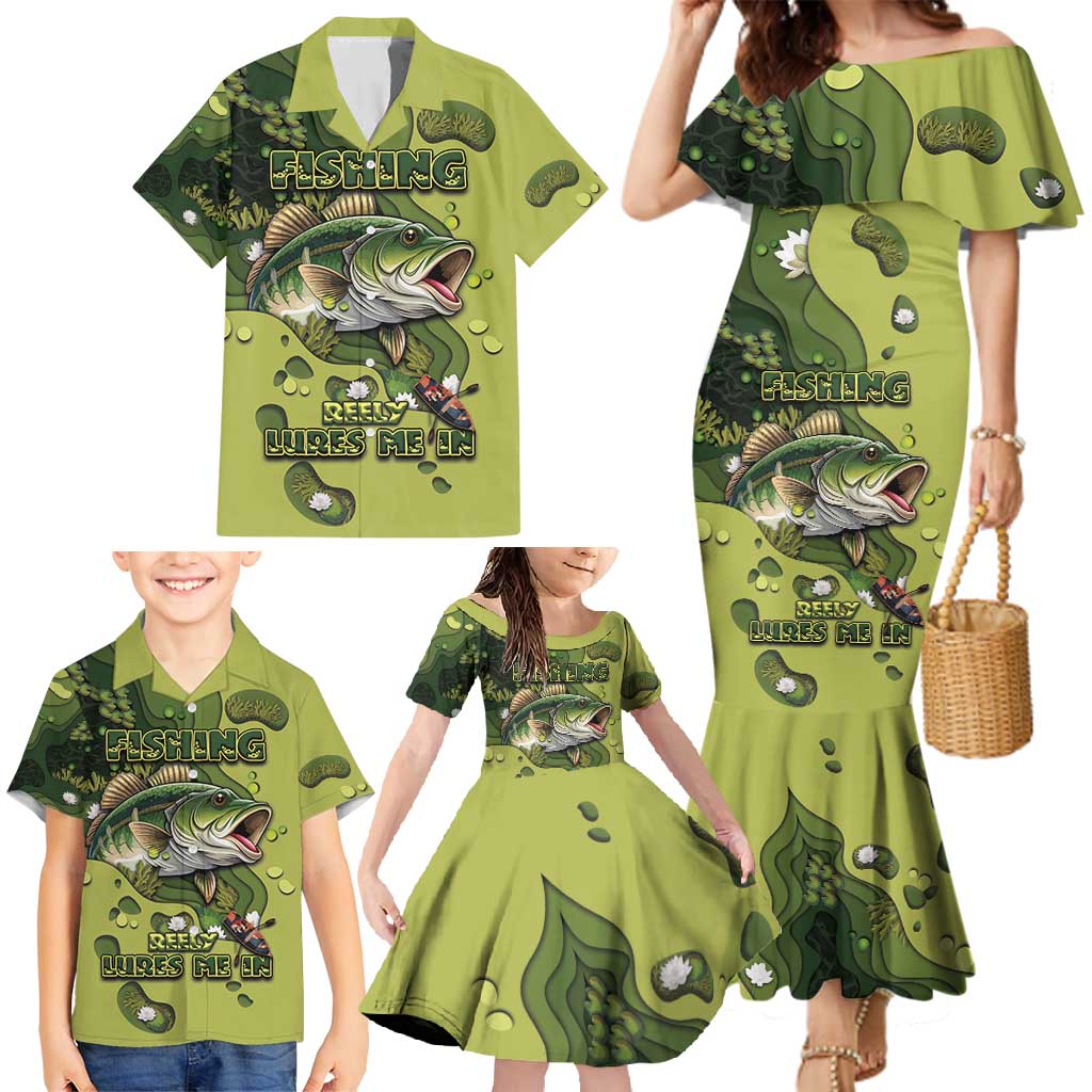 Personalized Fishing Family Matching Mermaid Dress and Hawaiian Shirt Reely Lures Me In - Wonder Print Shop