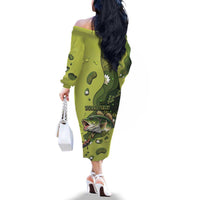 Personalized Fishing Family Matching Off The Shoulder Long Sleeve Dress and Hawaiian Shirt Reely Lures Me In - Wonder Print Shop