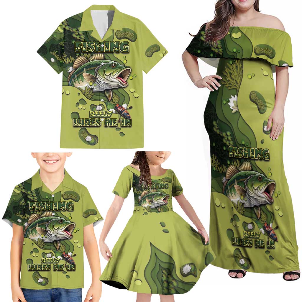 Personalized Fishing Family Matching Off Shoulder Maxi Dress and Hawaiian Shirt Reely Lures Me In - Wonder Print Shop