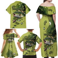 Personalized Fishing Family Matching Off Shoulder Maxi Dress and Hawaiian Shirt Reely Lures Me In - Wonder Print Shop