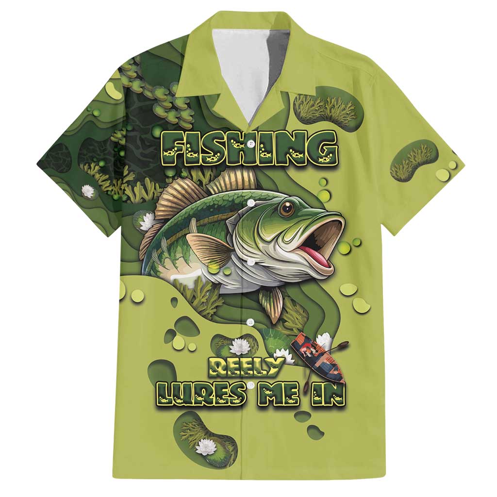 Personalized Fishing Family Matching Off Shoulder Short Dress and Hawaiian Shirt Reely Lures Me In - Wonder Print Shop