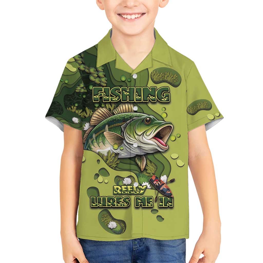 Personalized Fishing Family Matching Off Shoulder Short Dress and Hawaiian Shirt Reely Lures Me In - Wonder Print Shop