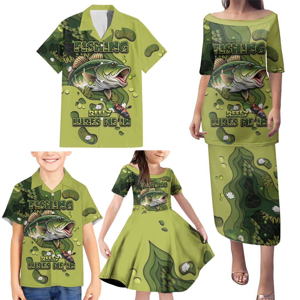 Personalized Fishing Family Matching Puletasi and Hawaiian Shirt Reely Lures Me In - Wonder Print Shop