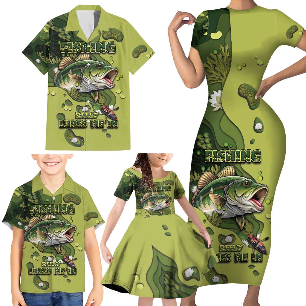 Personalized Fishing Family Matching Short Sleeve Bodycon Dress and Hawaiian Shirt Reely Lures Me In - Wonder Print Shop