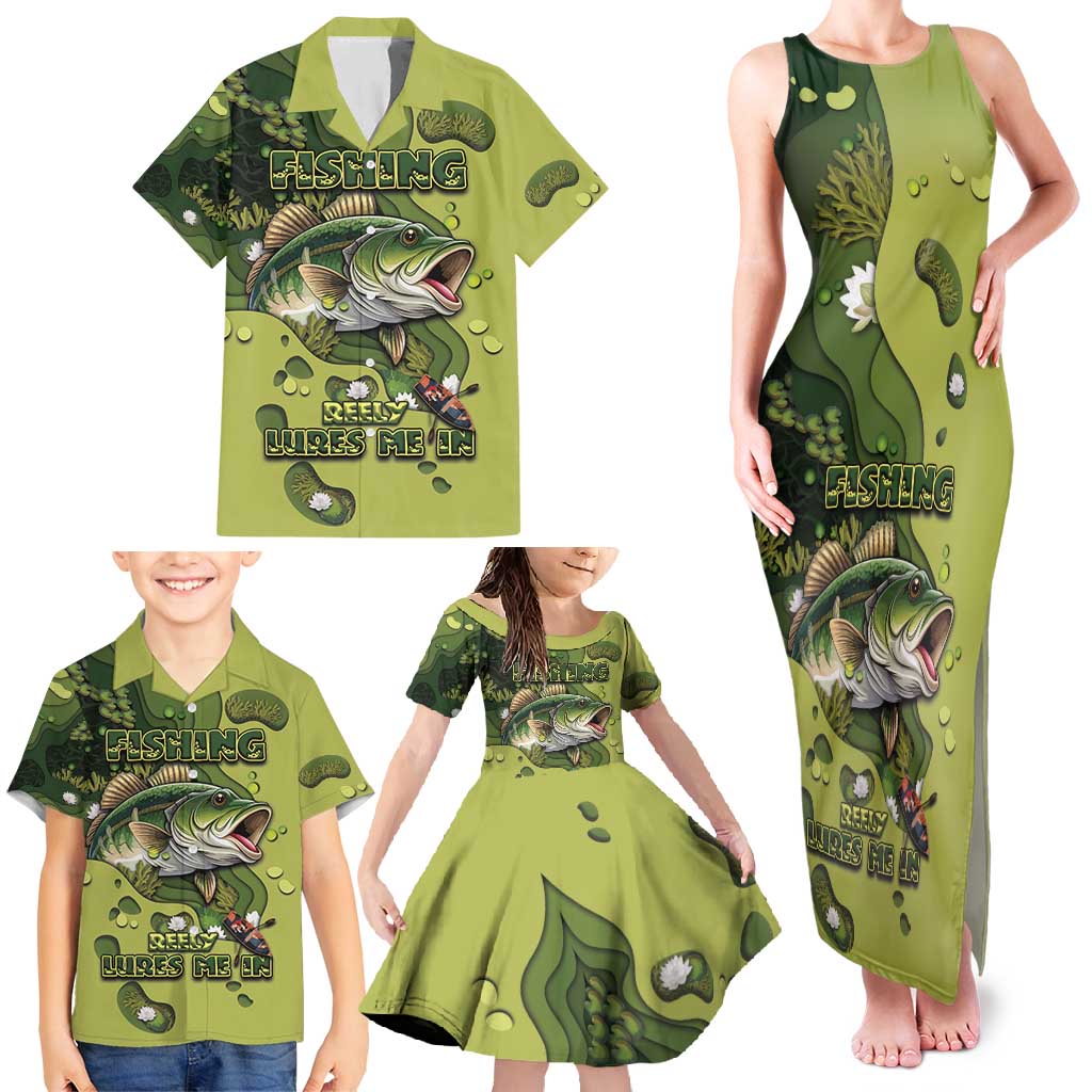 Personalized Fishing Family Matching Tank Maxi Dress and Hawaiian Shirt Reely Lures Me In - Wonder Print Shop