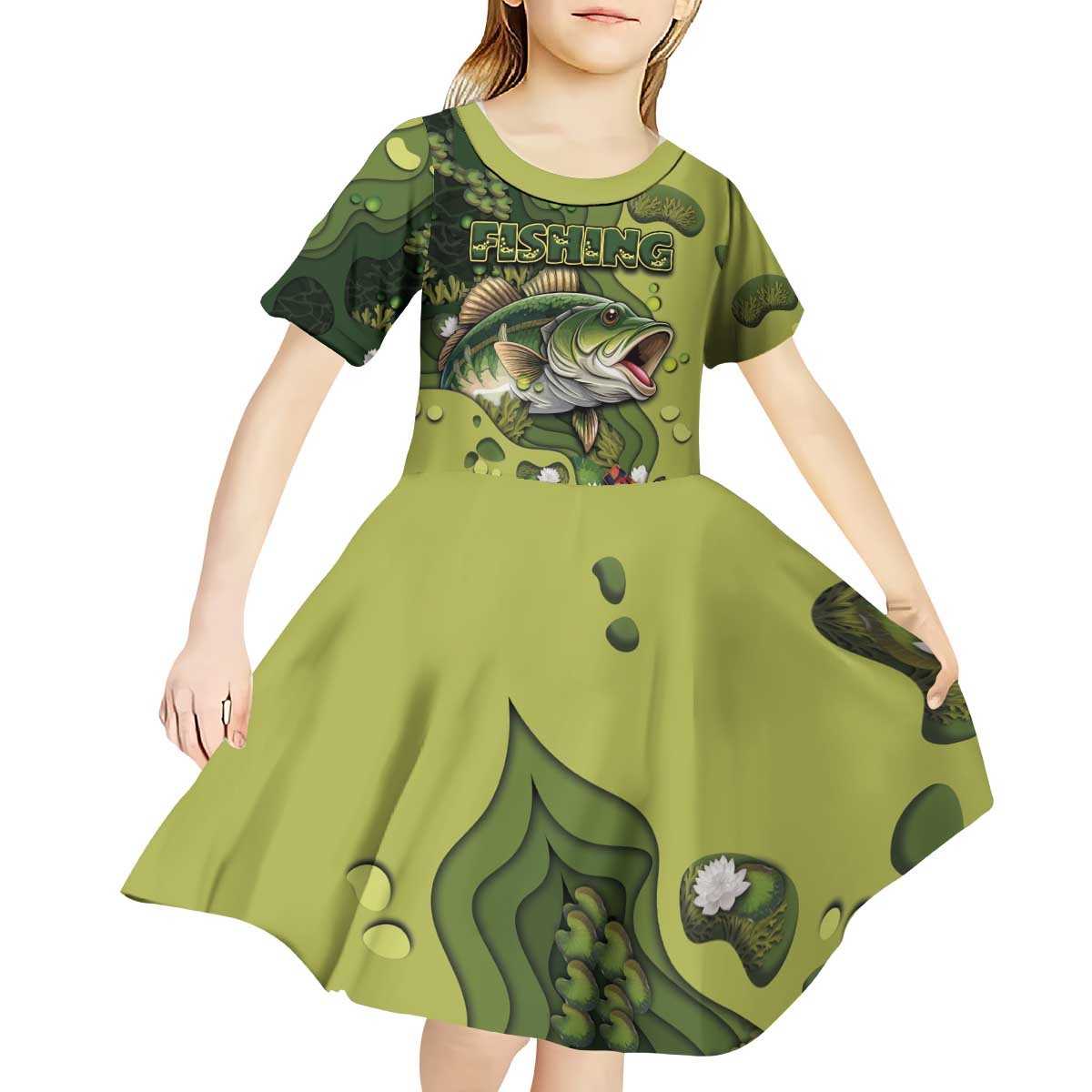 Personalized Fishing Kid Short Sleeve Dress Reely Lures Me In - Wonder Print Shop