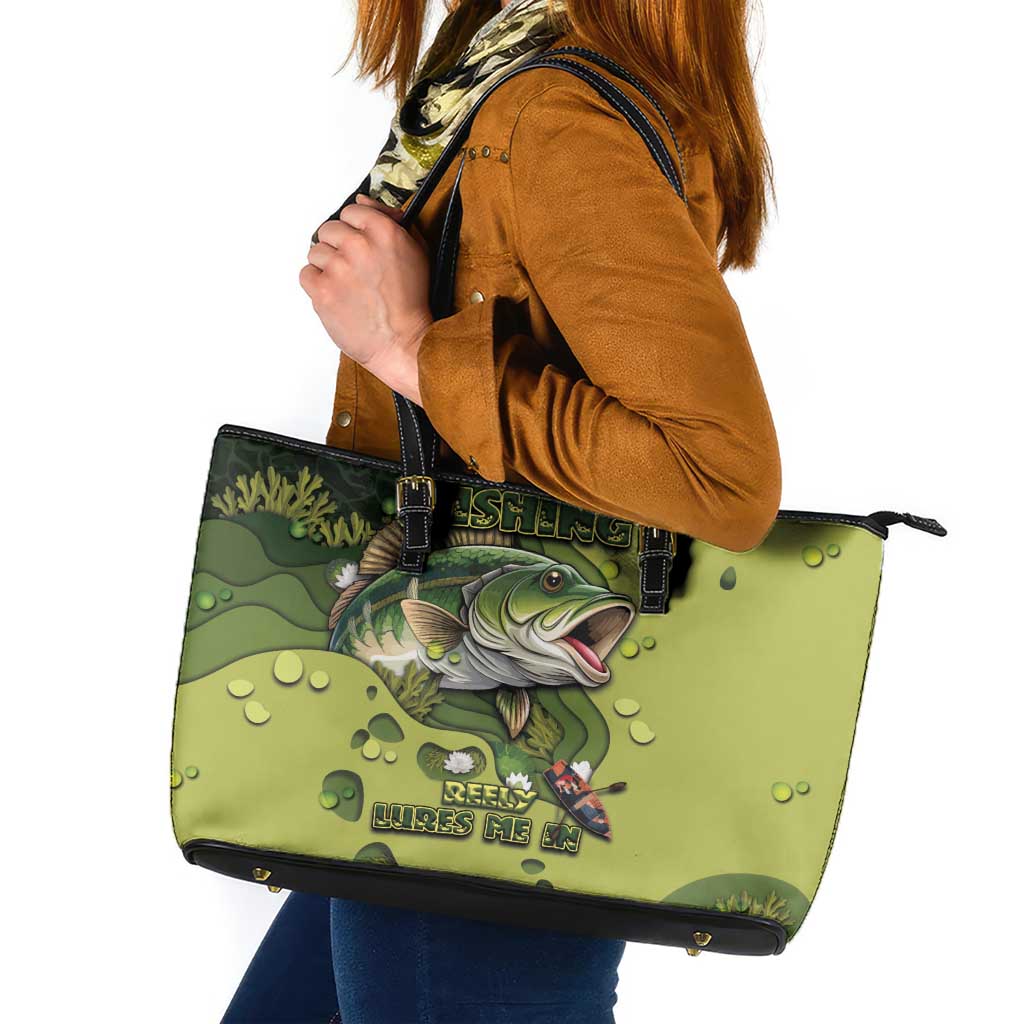 Fishing Leather Tote Bag Reely Lures Me In - Wonder Print Shop
