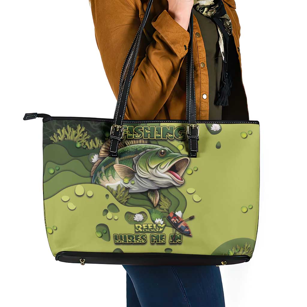 Fishing Leather Tote Bag Reely Lures Me In - Wonder Print Shop
