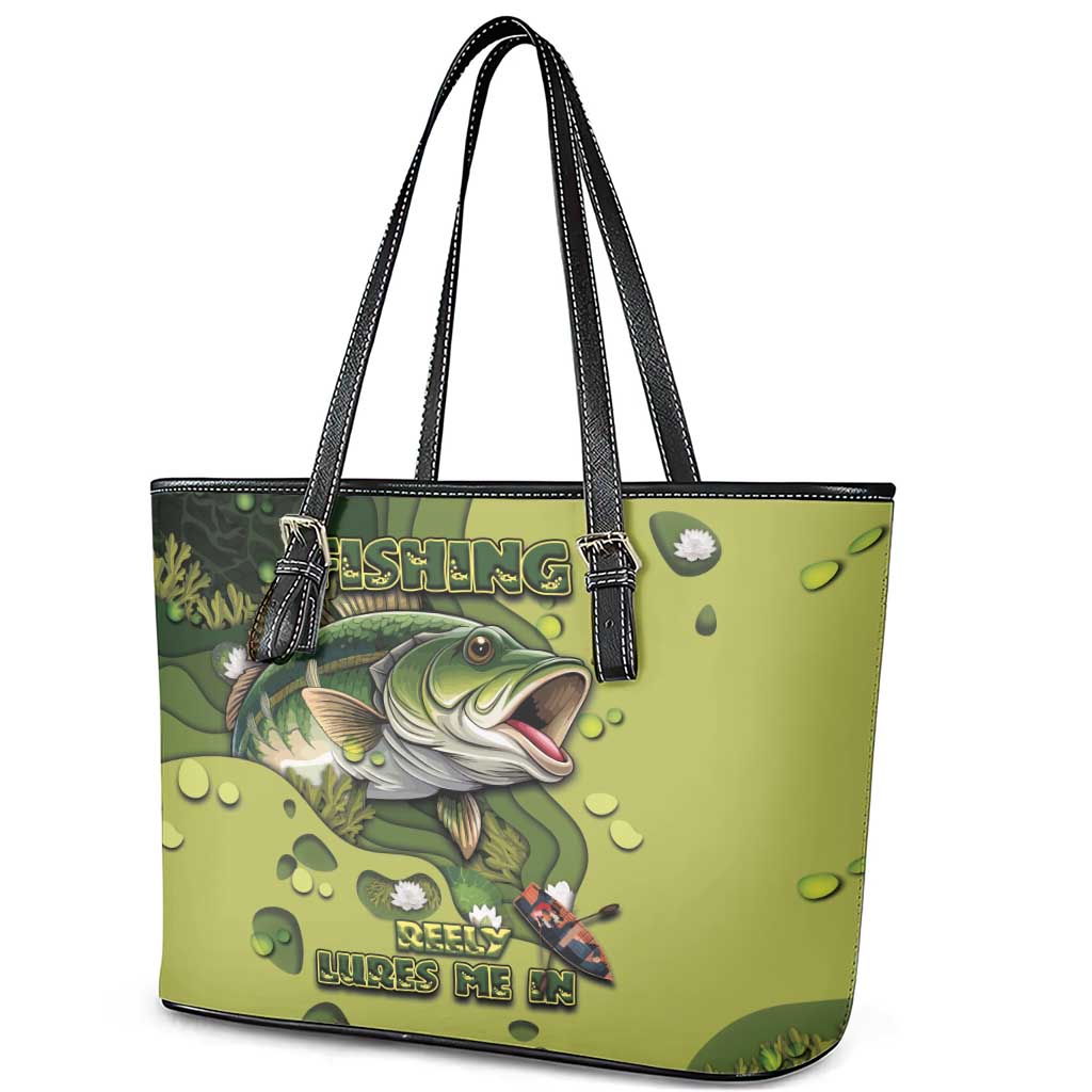 Fishing Leather Tote Bag Reely Lures Me In - Wonder Print Shop