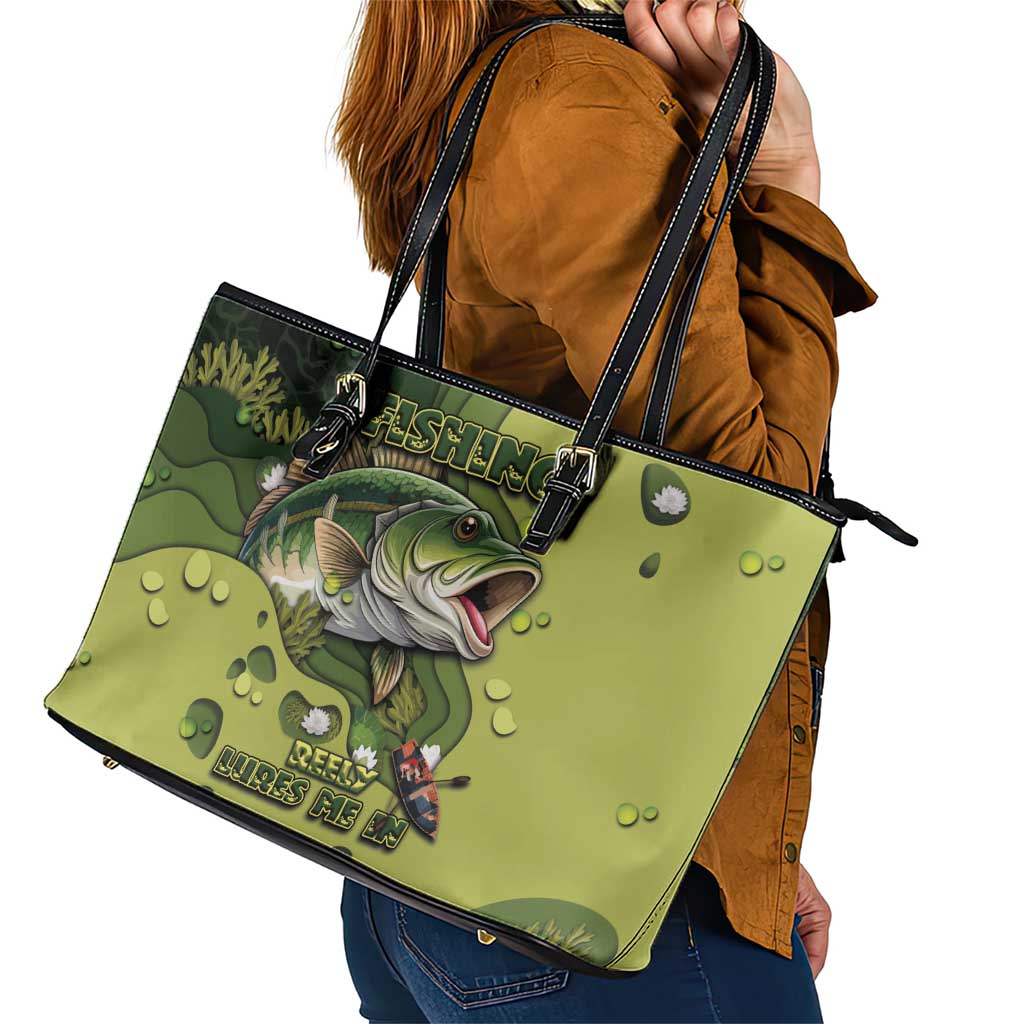 Fishing Leather Tote Bag Reely Lures Me In - Wonder Print Shop
