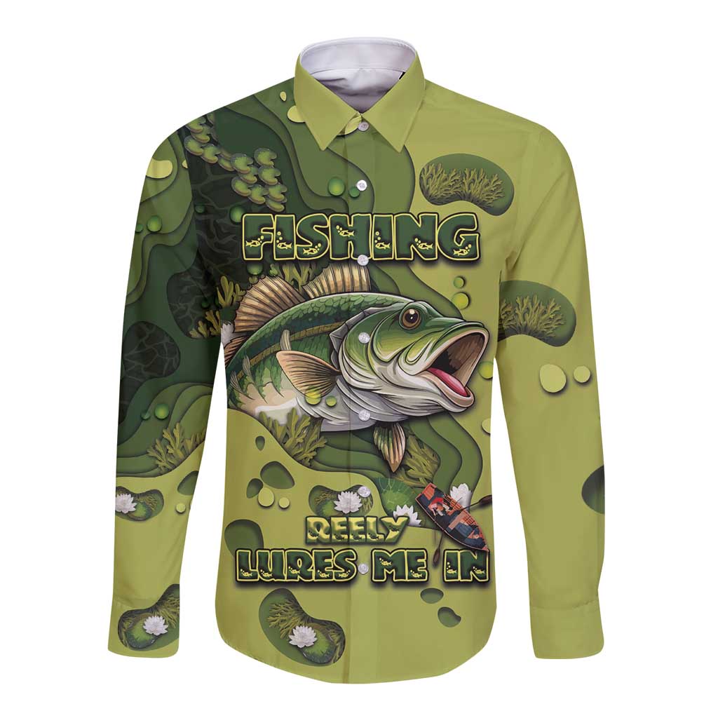 Personalized Fishing Long Sleeve Button Shirt Reely Lures Me In - Wonder Print Shop