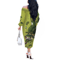 Personalized Fishing Off The Shoulder Long Sleeve Dress Reely Lures Me In - Wonder Print Shop
