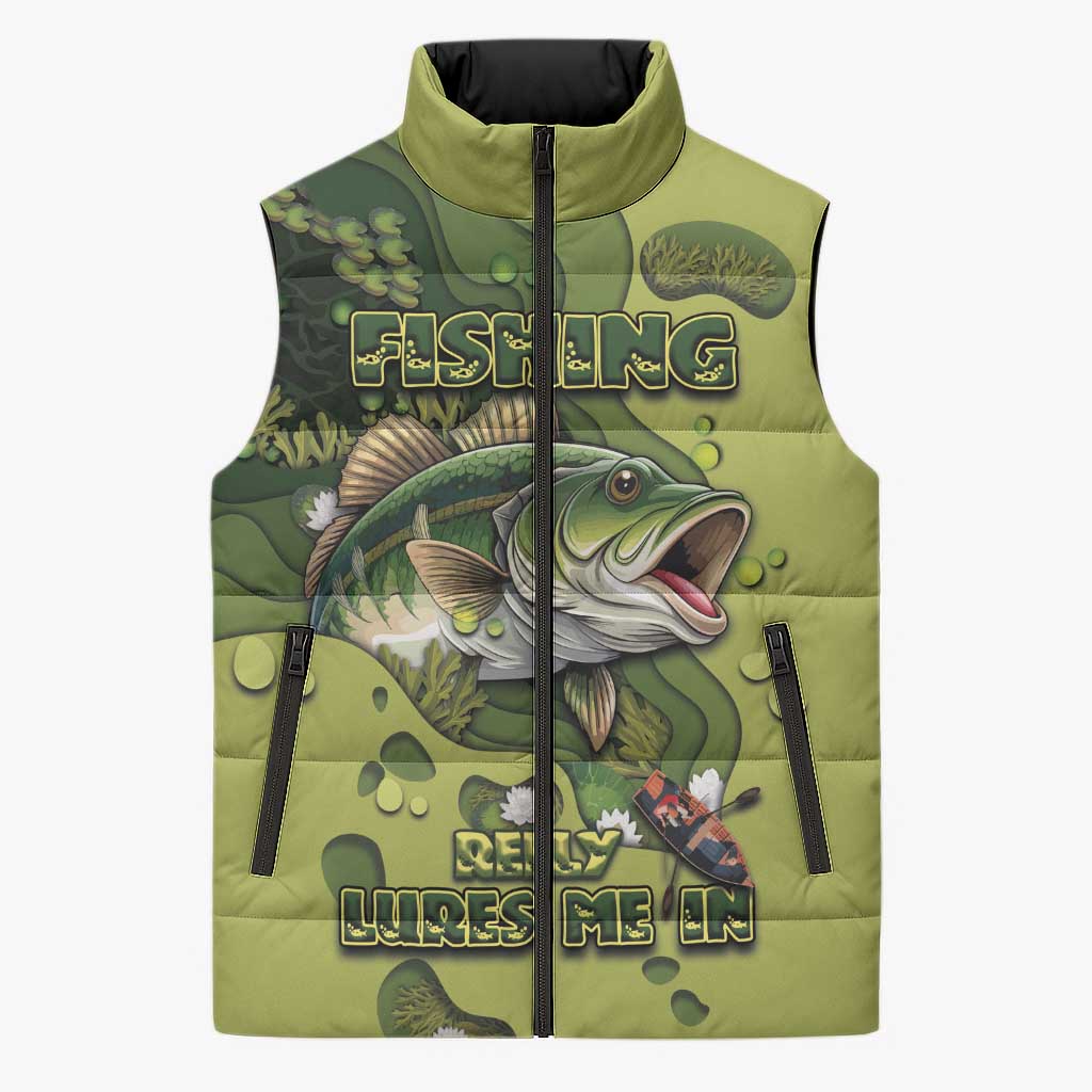 Personalized Fishing Sleeveless Puffer Jacket Reely Lures Me In - Wonder Print Shop