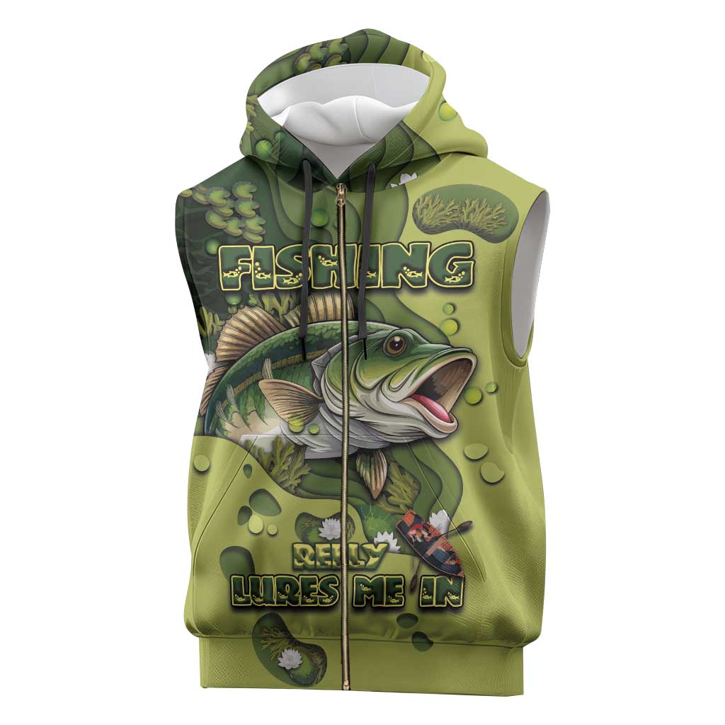 Personalized Fishing Sleeveless Zip Hoodie Reely Lures Me In - Wonder Print Shop