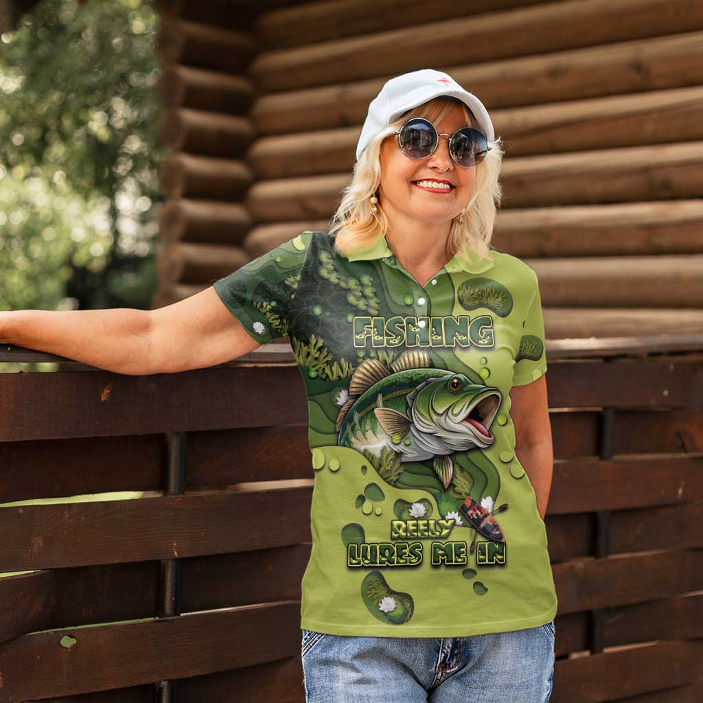 Personalized Fishing Women Polo Shirt Reely Lures Me In - Wonder Print Shop