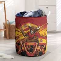 Spain Football Laundry Basket Raging Bull Golden Trophy Fans Banner