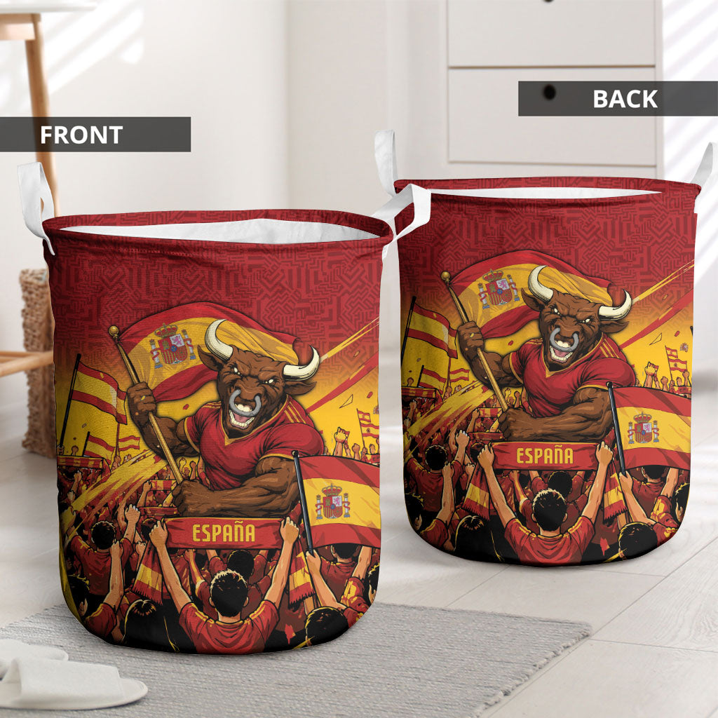 Spain Football Laundry Basket Raging Bull Golden Trophy Fans Banner