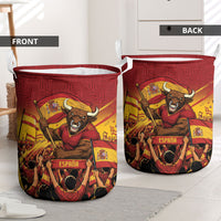 Spain Football Laundry Basket Raging Bull Golden Trophy Fans Banner
