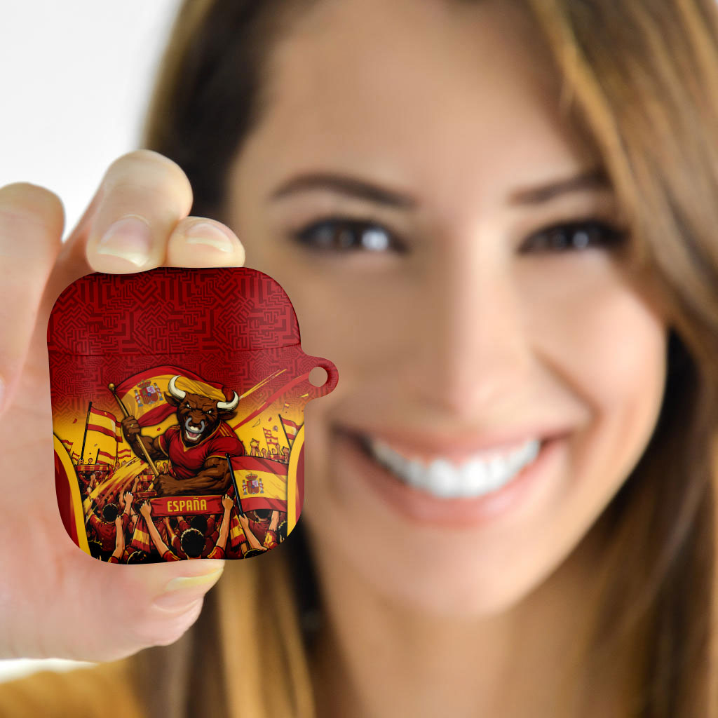 Spain Football AirPods Case Raging Bull Golden Trophy Fans Banner