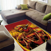Spain Football Area Rug Raging Bull Golden Trophy Fans Banner