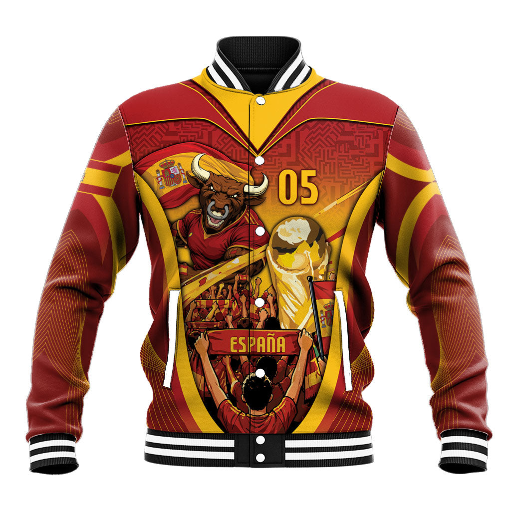 Custom Spain Football Baseball Jacket Raging Bull Golden Trophy Fans Banner