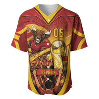 Custom Spain Football Baseball Jersey Raging Bull Golden Trophy Fans Banner