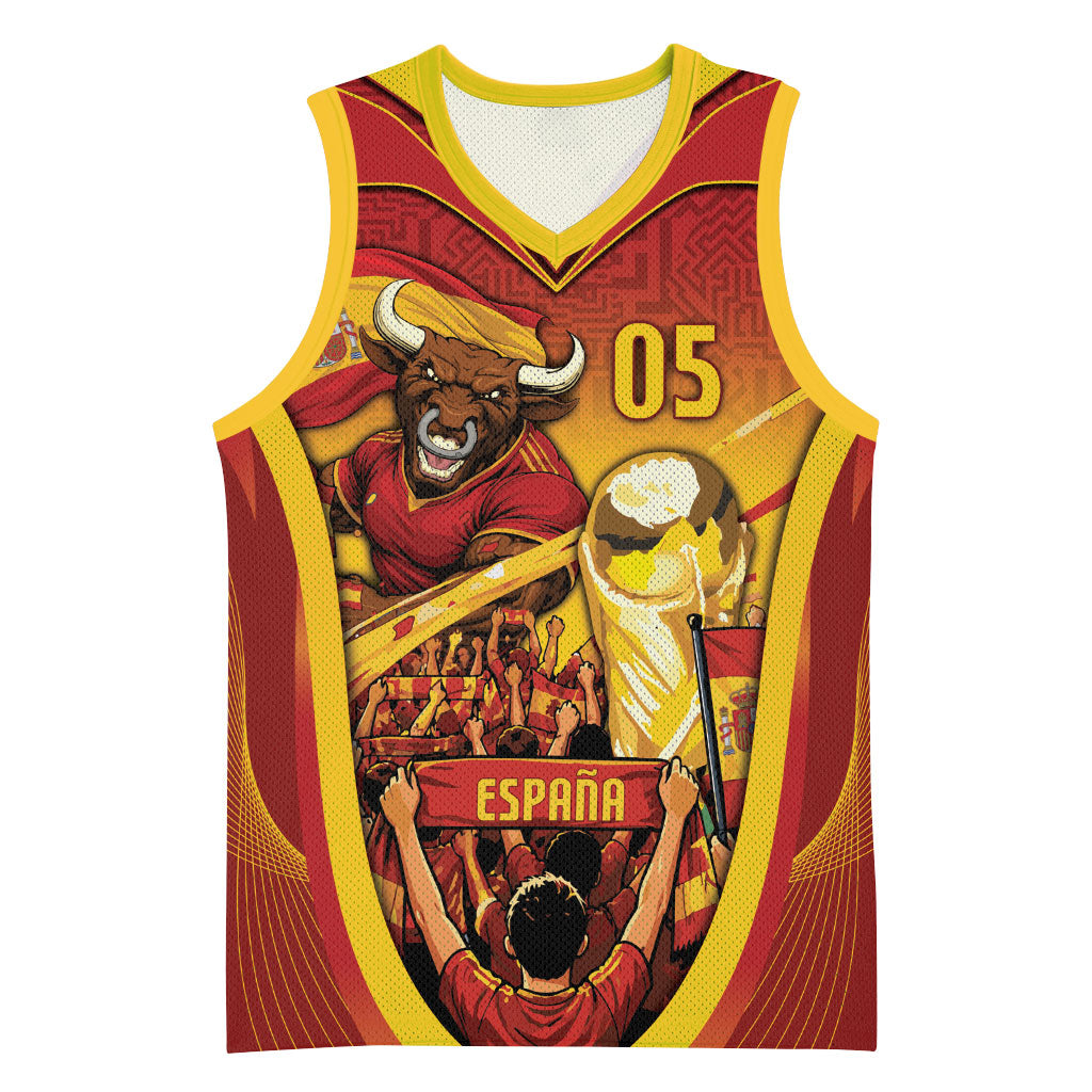 Custom Spain Football Basketball Jersey Raging Bull Golden Trophy Fans Banner