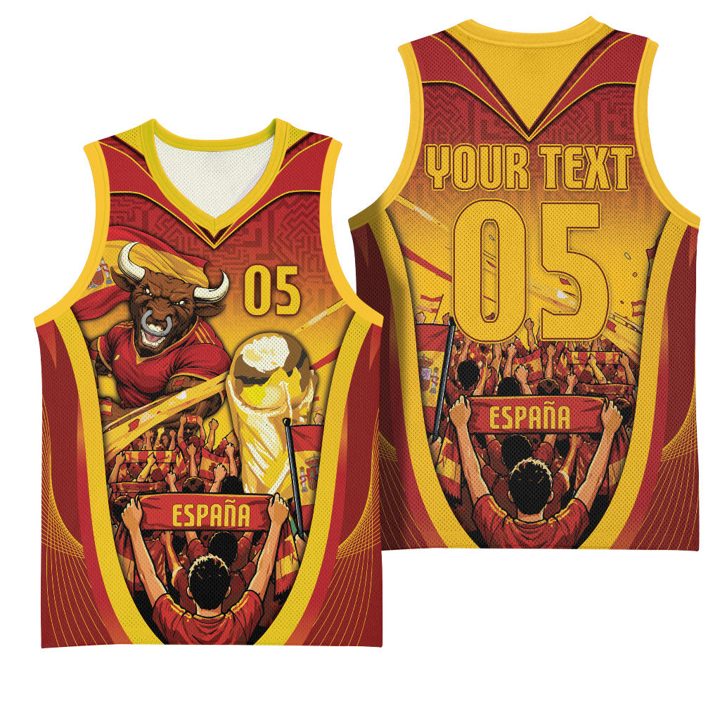 Custom Spain Football Basketball Jersey Raging Bull Golden Trophy Fans Banner