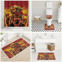 Spain Football Bathroom Set Raging Bull Golden Trophy Fans Banner