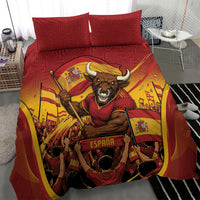 Spain Football Bedding Set Raging Bull Golden Trophy Fans Banner