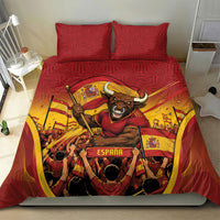 Spain Football Bedding Set Raging Bull Golden Trophy Fans Banner