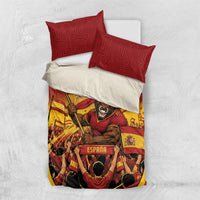 Spain Football Bedding Set Raging Bull Golden Trophy Fans Banner