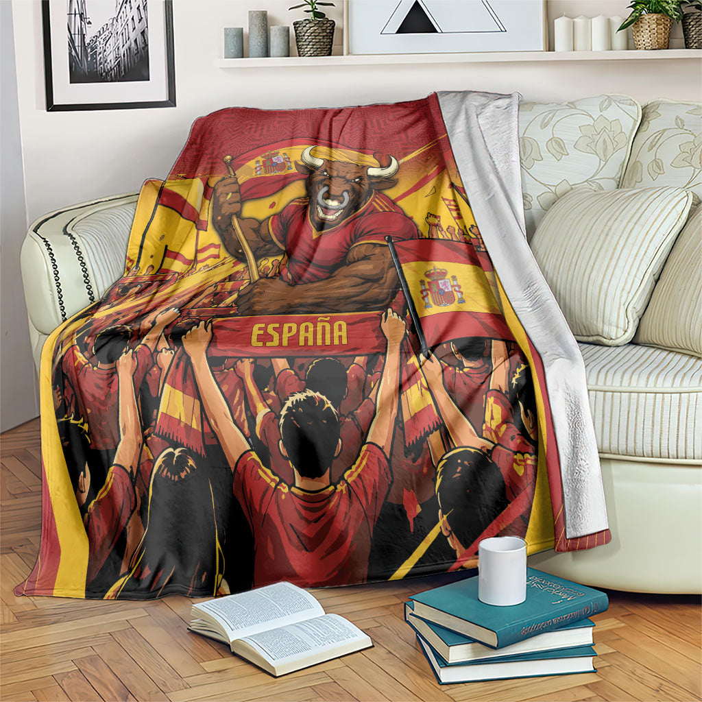 Spain Football Blanket Raging Bull Golden Trophy Fans Banner