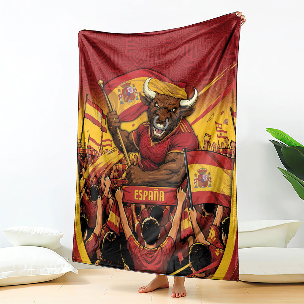 Spain Football Blanket Raging Bull Golden Trophy Fans Banner