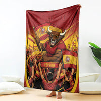 Spain Football Blanket Raging Bull Golden Trophy Fans Banner