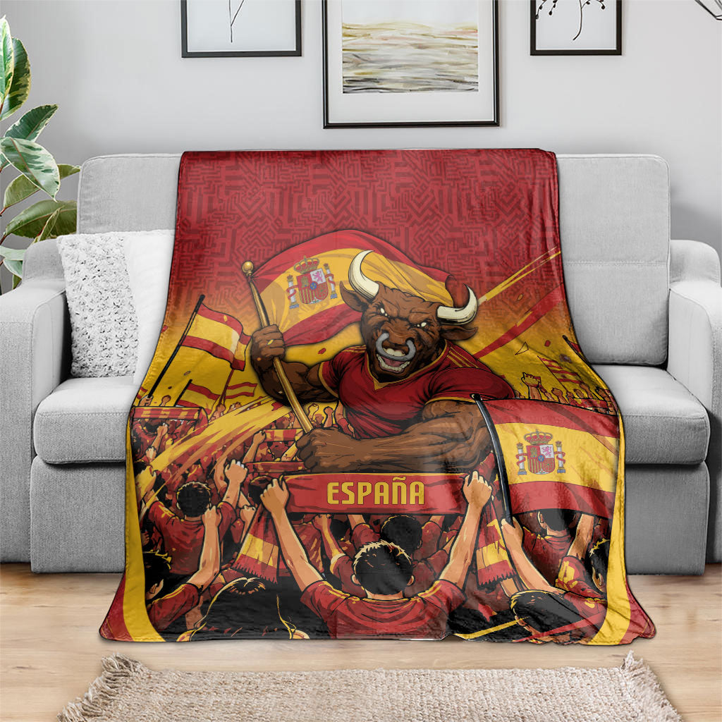 Spain Football Blanket Raging Bull Golden Trophy Fans Banner