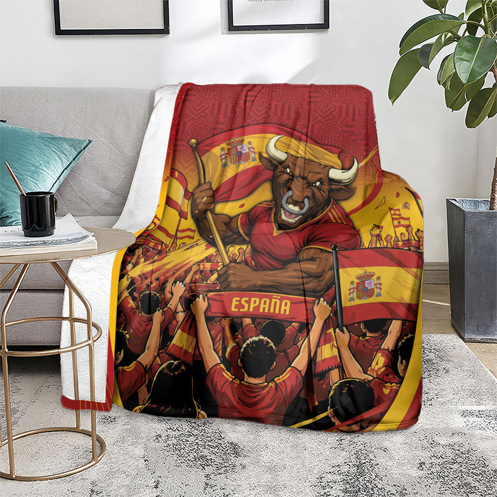Spain Football Blanket Raging Bull Golden Trophy Fans Banner