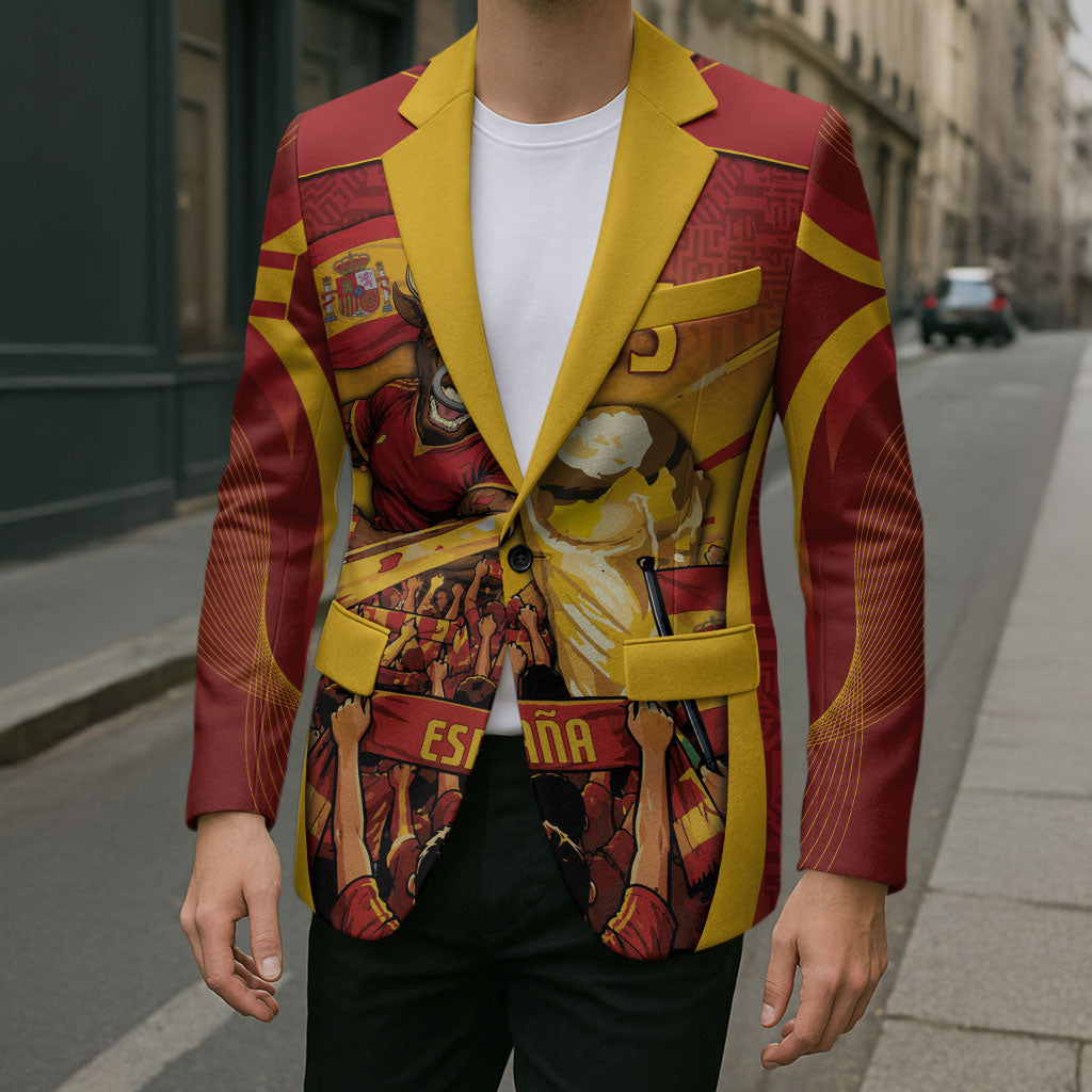 Custom Spain Football Blazer Raging Bull Golden Trophy Fans Banner