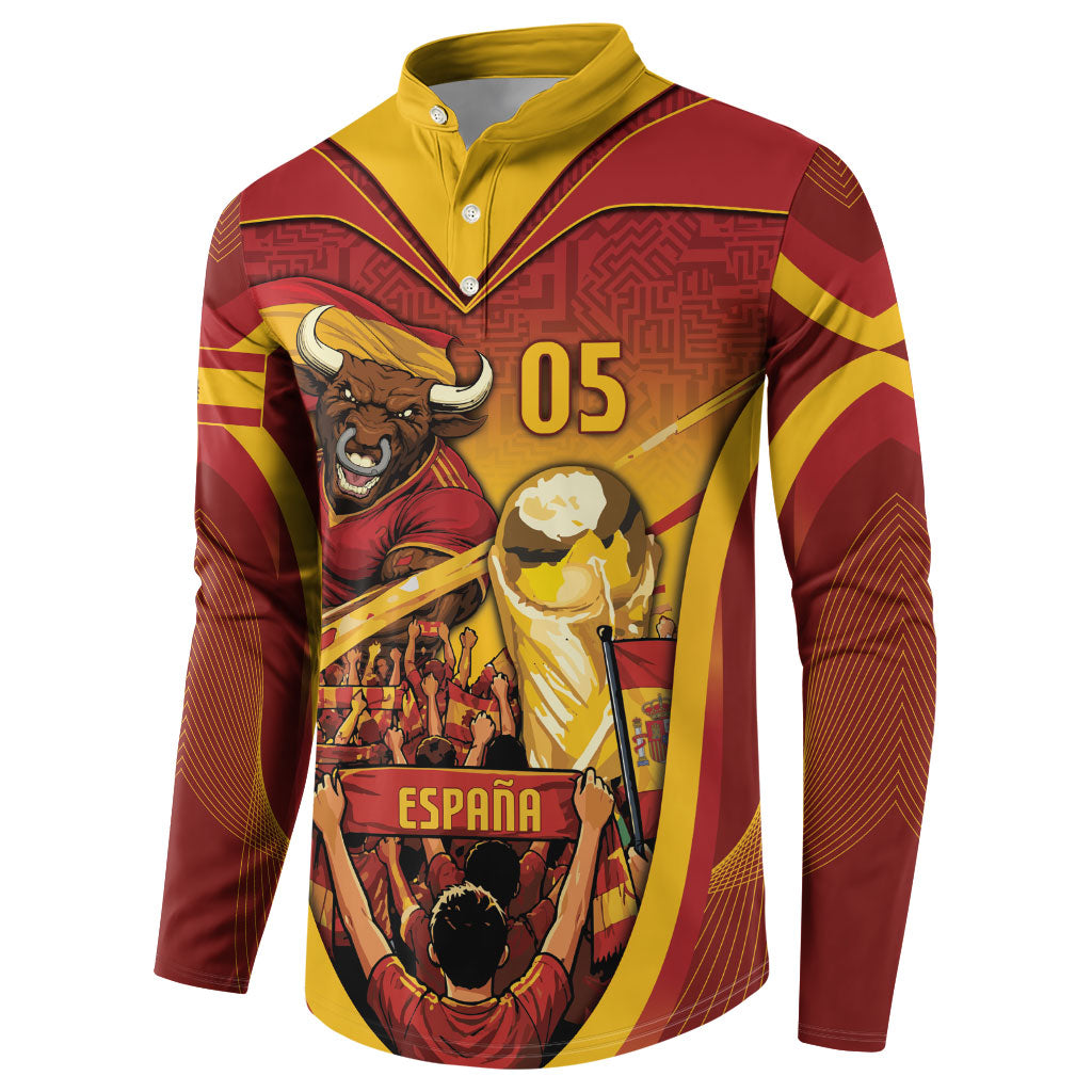 Custom Spain Football Button Sweatshirt Raging Bull Golden Trophy Fans Banner