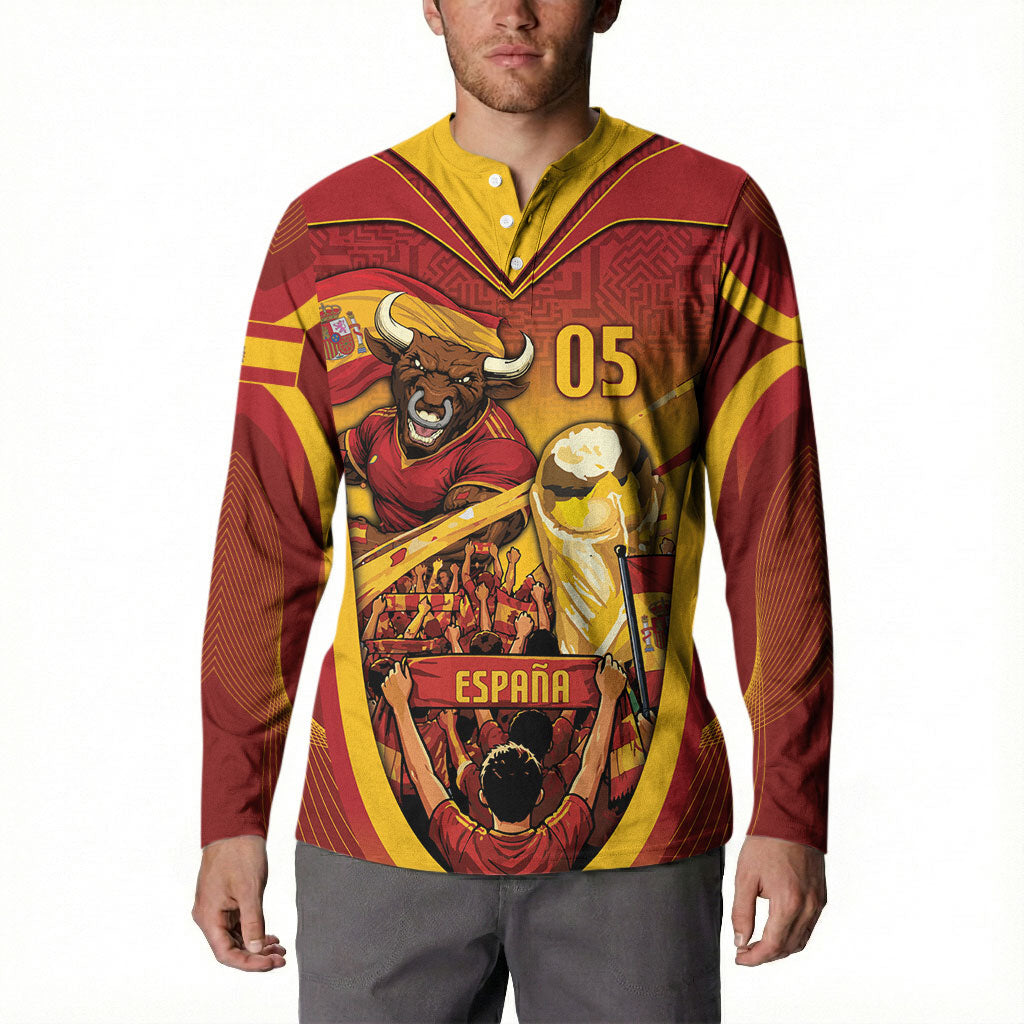 Custom Spain Football Button Sweatshirt Raging Bull Golden Trophy Fans Banner