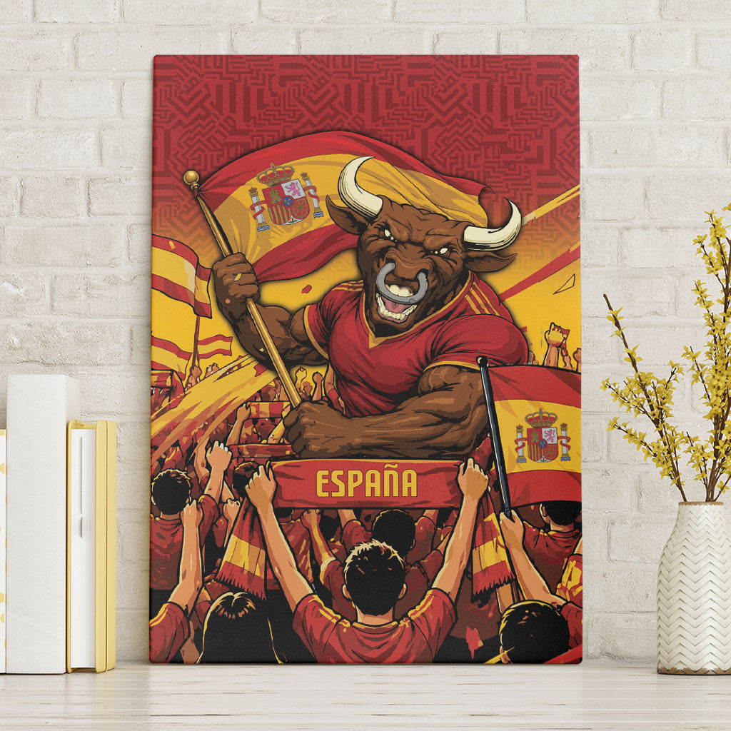 Spain Football Canvas Wall Art Raging Bull Golden Trophy Fans Banner