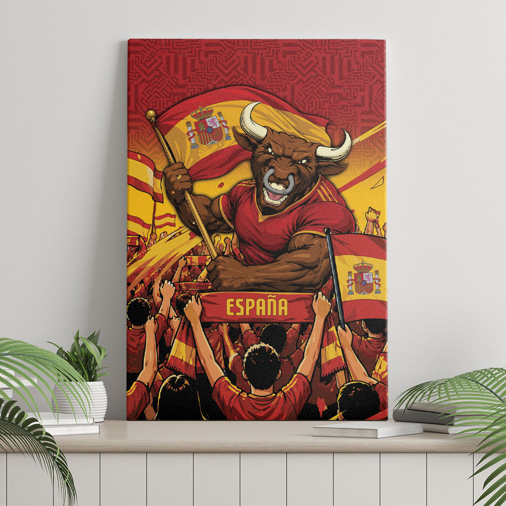 Spain Football Canvas Wall Art Raging Bull Golden Trophy Fans Banner
