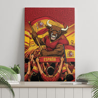 Spain Football Canvas Wall Art Raging Bull Golden Trophy Fans Banner