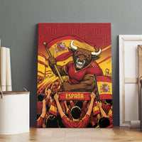 Spain Football Canvas Wall Art Raging Bull Golden Trophy Fans Banner