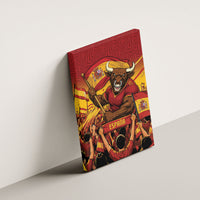 Spain Football Canvas Wall Art Raging Bull Golden Trophy Fans Banner
