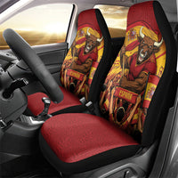 Spain Football Car Seat Cover Raging Bull Golden Trophy Fans Banner